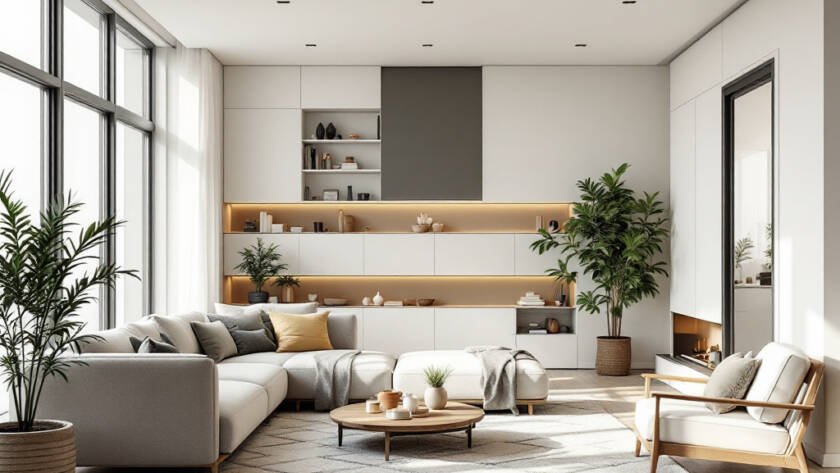 A graphical representation of a Boston renovation company with modern and contemporary design elements.