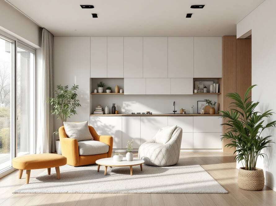 A modern, contemporary designed room showcasing Boston's renowned renovation industry.