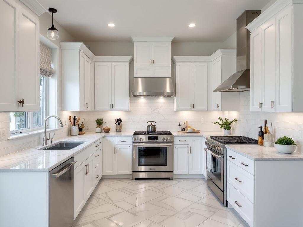 Image showcasing a modern, contemporary Boston kitchen renovation service. 