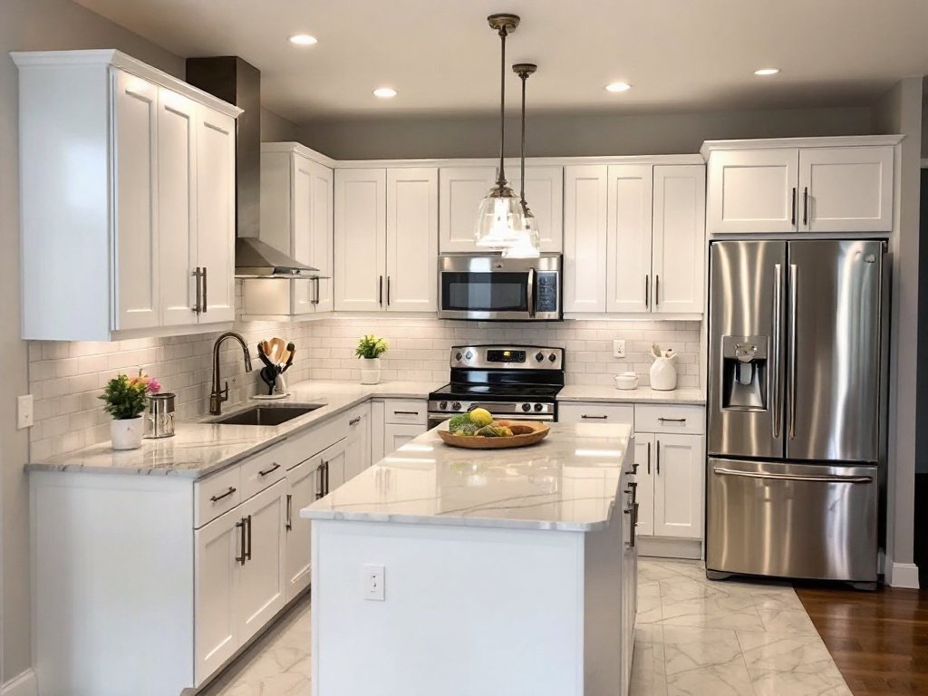 A renovated kitchen in Boston displaying a unique blend of aesthetics and functionality.