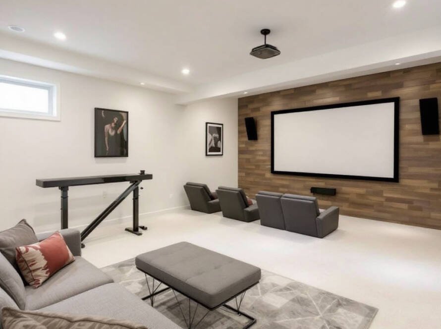 Modern and contemporary styled basement renovation in Boston