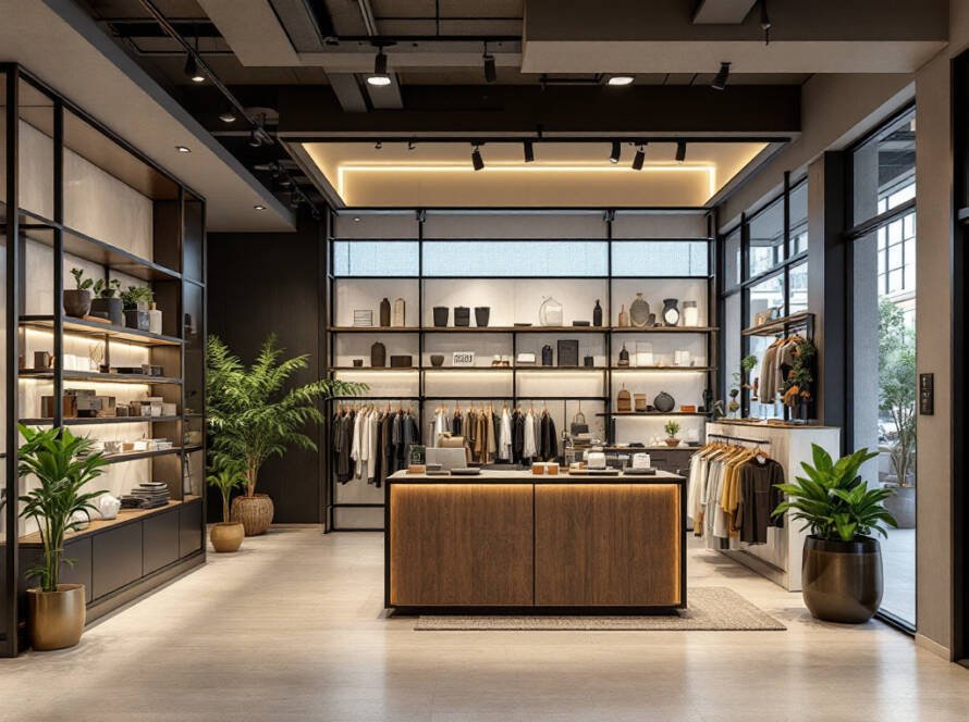A newly renovated shop in Boston showcasing a modern, contemporary design.