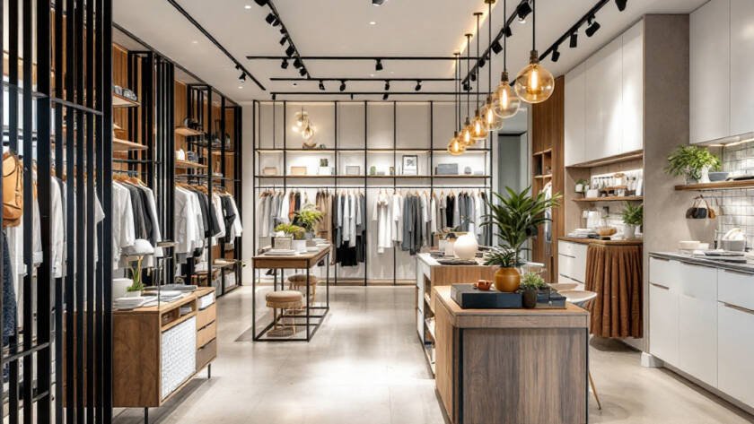 Alt text: Modern and contemporary architecture style in a newly renovated Boston store.