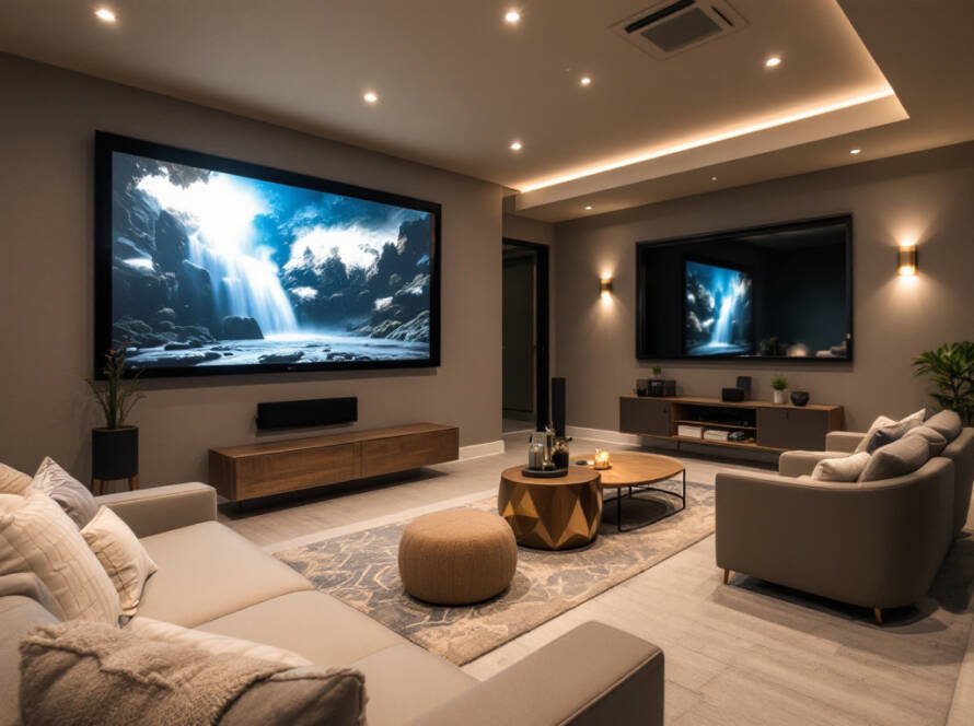 Modern and contemporary renovated basement in Boston.