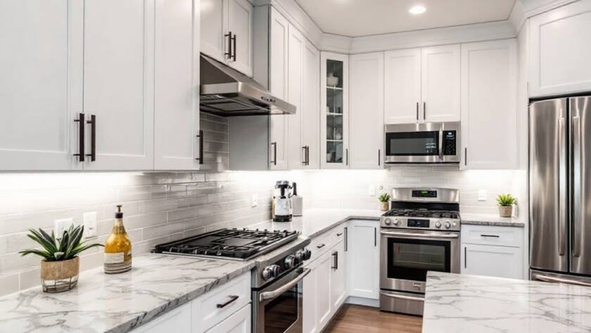 A newly renovated modern and contemporary kitchen in Boston.