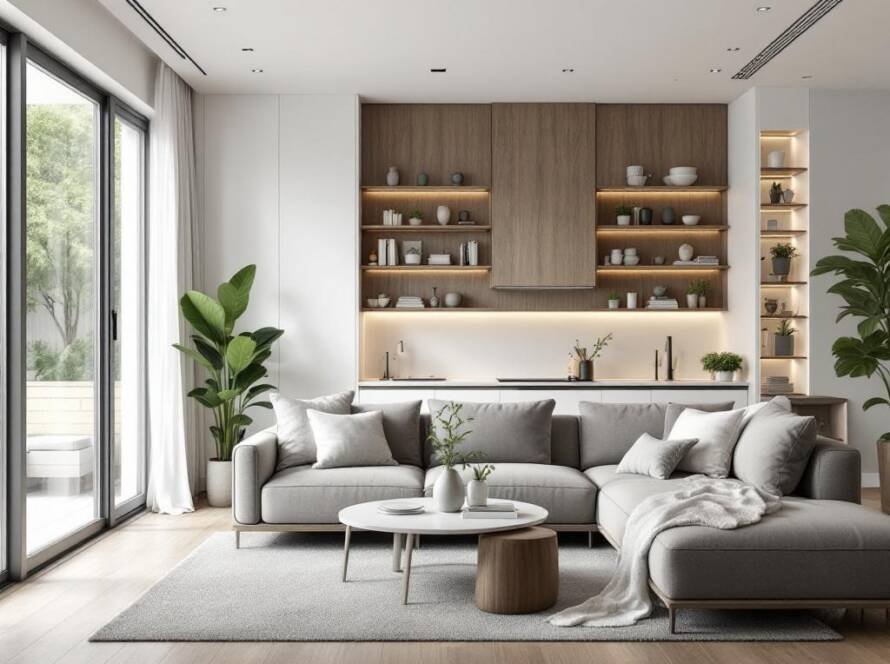 An image showcasing the modern and contemporary design work of æ³¢å£«é¡¿è£ä¿®å¬å¸ - A General Construction Powerhouse.