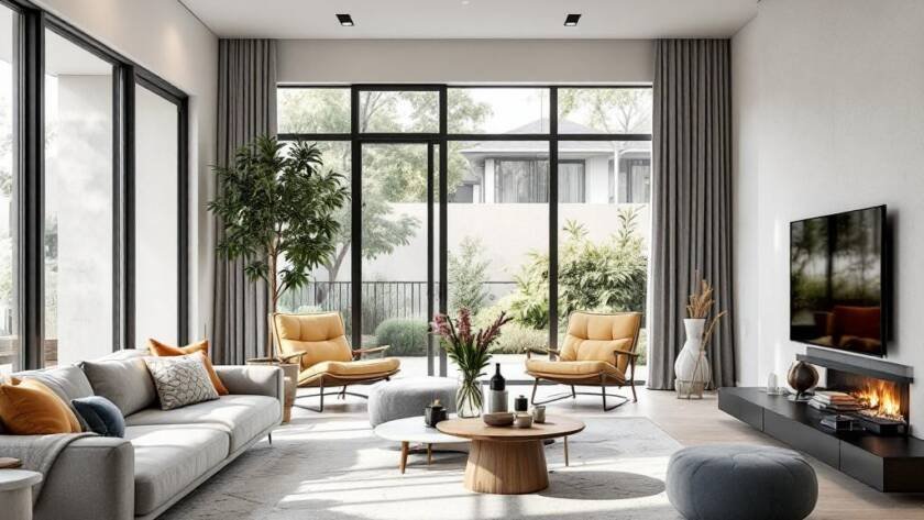 Alt text: Modern and contemporary design elements in a new Boston flooring installation service project.