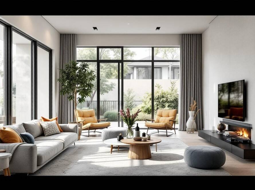 Alt text: Modern and contemporary design elements in a new Boston flooring installation service project.