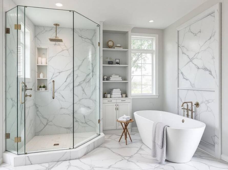 Modern and well-designed Boston bathroom renovation.