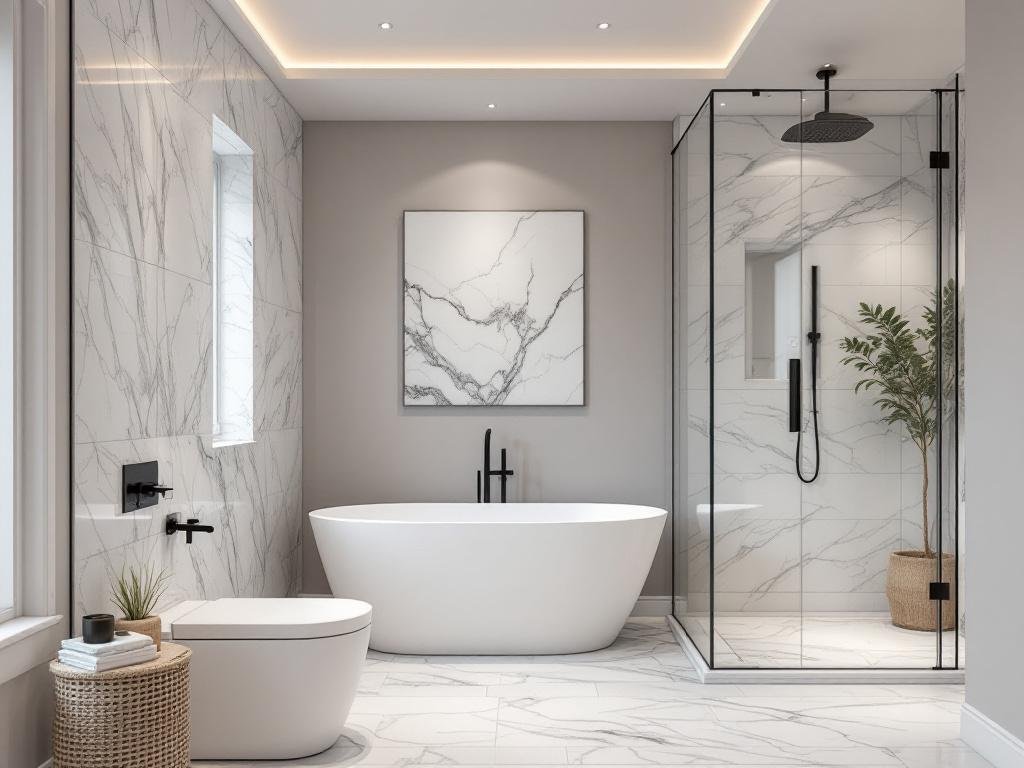 Effortlessly Achieving the Dream of a Contemporary Boston Bathroom Remodel. Stylish modern bathroom renovation in Boston, highlighted by contemporary design elements.