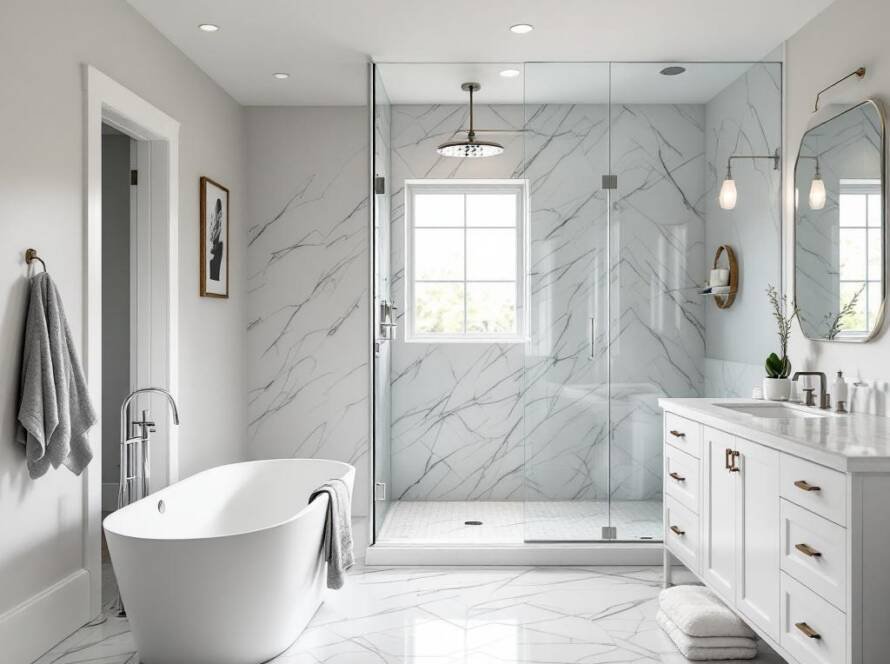 A modern and contemporary designed renovated bathroom by Bosi, representing a novel way to upgrade your lifestyle.