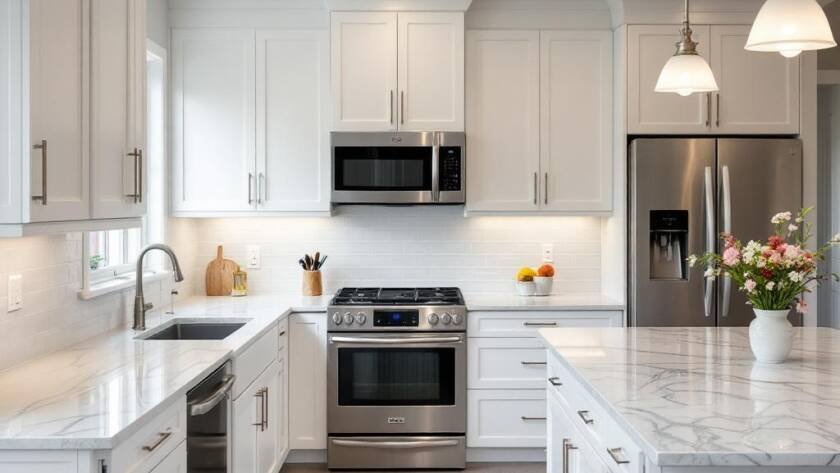 Picture showcasing a newly renovated modern contemporary kitchen in Boston.