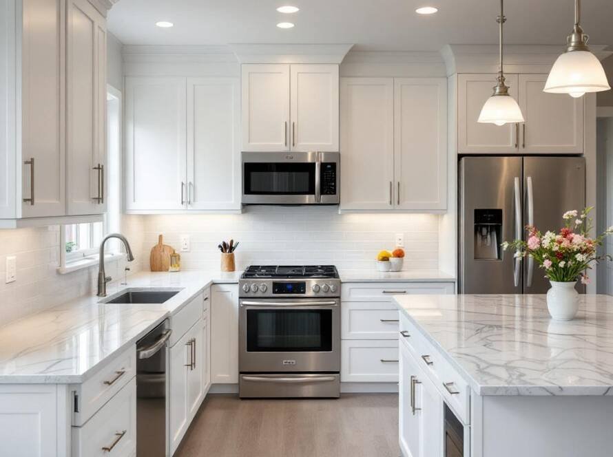 Picture showcasing a newly renovated modern contemporary kitchen in Boston.