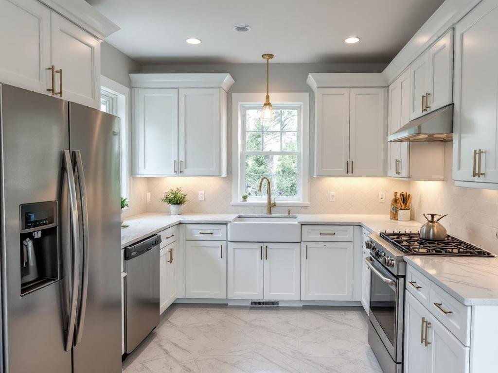 Picture showing a newly renovated kitchen in Boston.