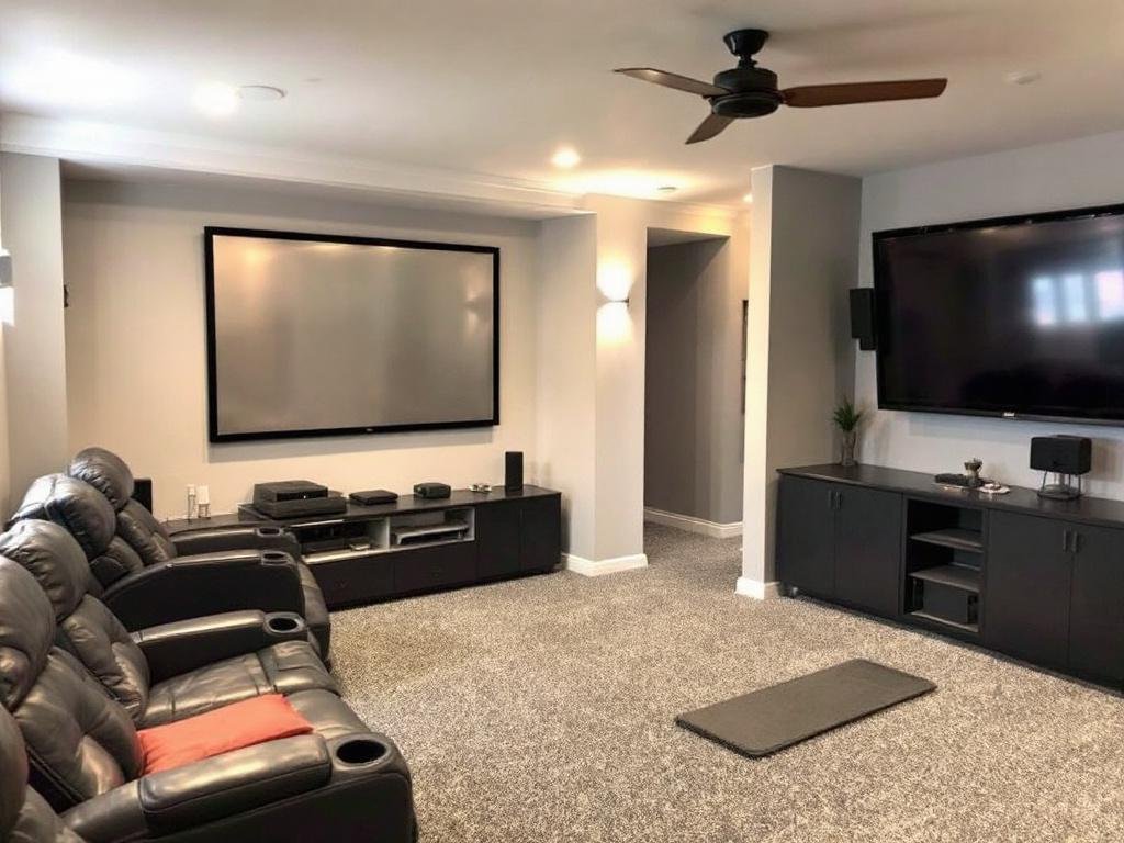 Newly renovated basement in Boston, showcasing untapped potential.