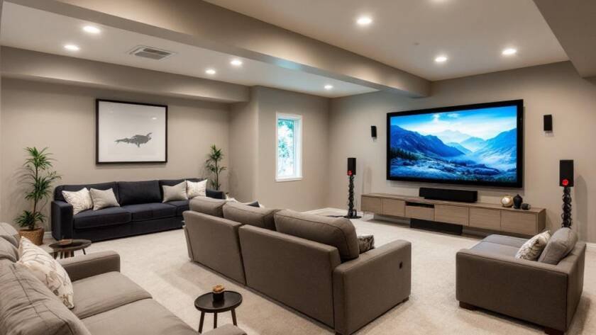 A newly renovated, modern and contemporary designed basement in Boston.