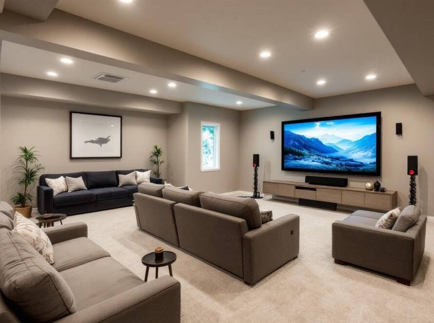A newly renovated, modern and contemporary designed basement in Boston.