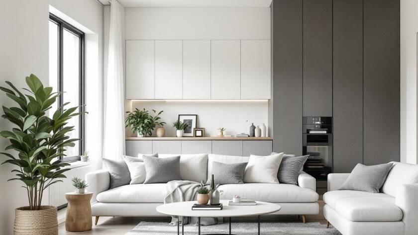 A newly decorated room in Boston showcases a modern, contemporary style.