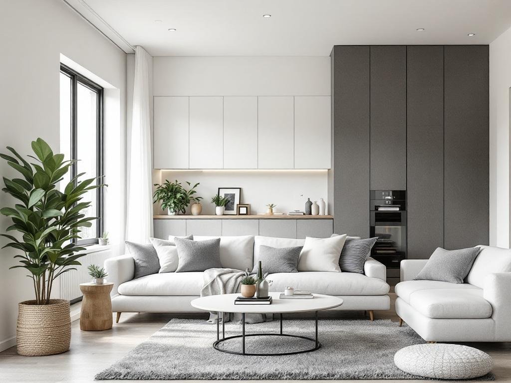 The Perfect Fusion of Modernity and Comfort with Boston Indoor Decorations A newly decorated room in Boston showcases a modern, contemporary style.