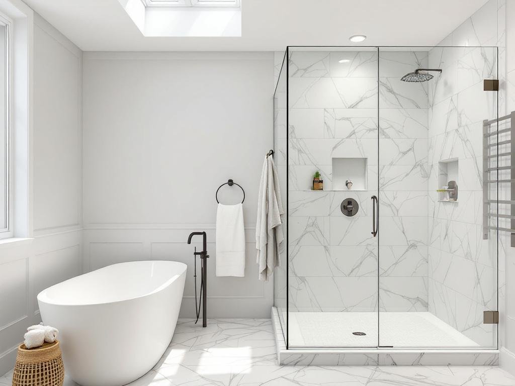 Boston Bathroom Renovations: Personalized Luxury for You A luxurious, modern renovated bathroom in Boston featuring state-of-the-art facilities.