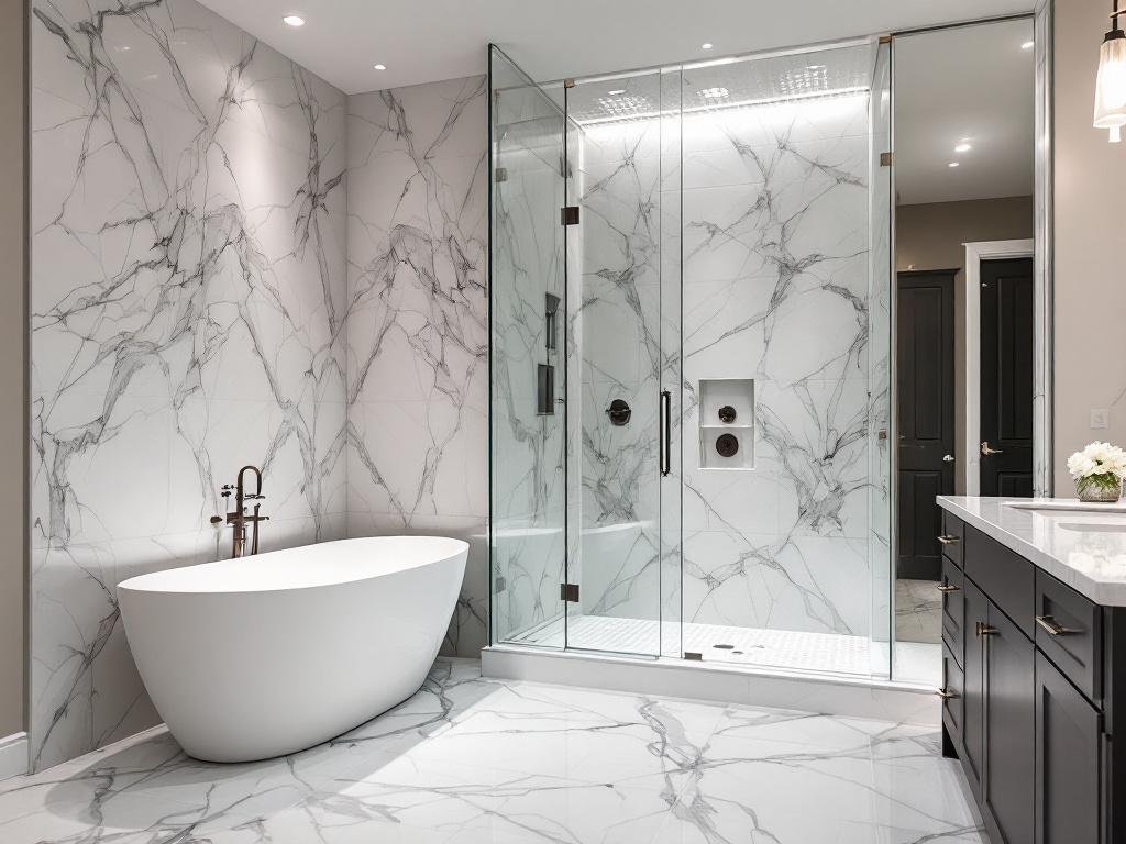 View of a renovated bathroom in Boston.