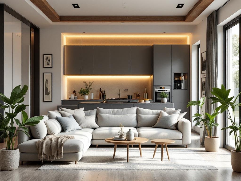 View of graceful living room interior reflecting Boston-style decor.
