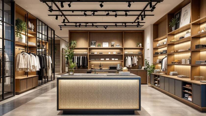 A renovated Boston store displaying a contemporary, modern design resulting from our general construction services.