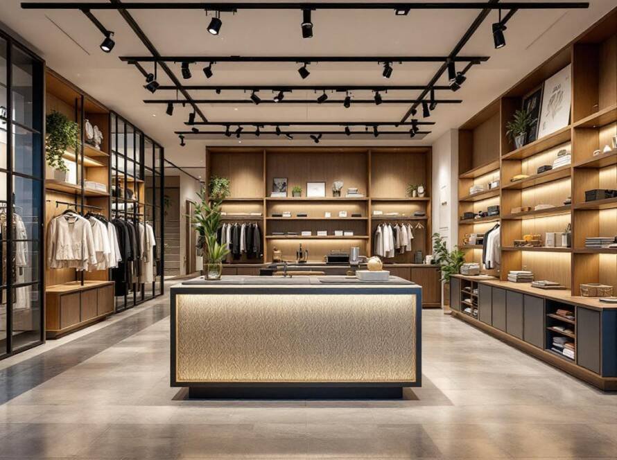 A renovated Boston store displaying a contemporary, modern design resulting from our general construction services.