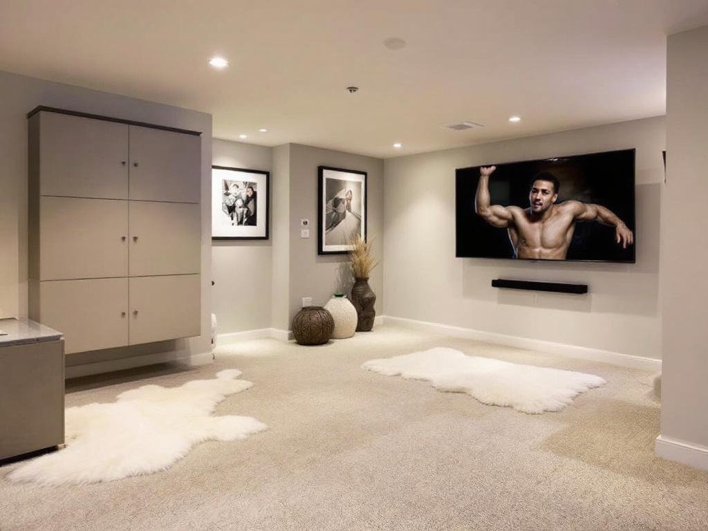 Renovated basement space in Boston following the new trend of efficient space utilization.
