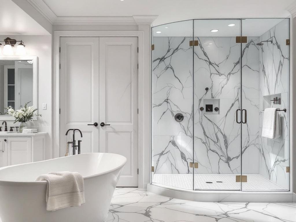 A renovated bathroom in Boston with modern fittings and fixtures