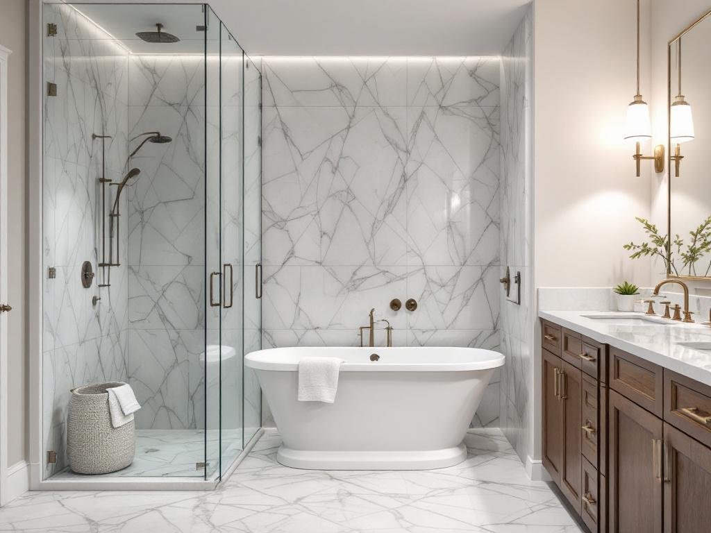 A renovated Boston bathroom presenting a fresh, unique and functional design.