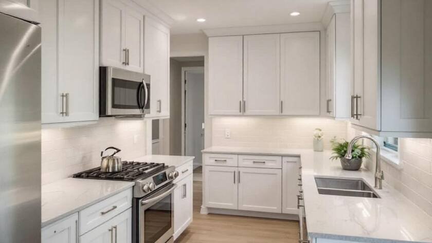 Modern refurbished kitchen in Boston featuring a contemporary design.