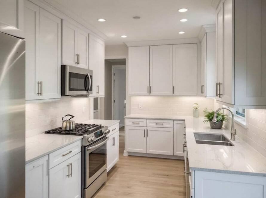 Modern refurbished kitchen in Boston featuring a contemporary design.