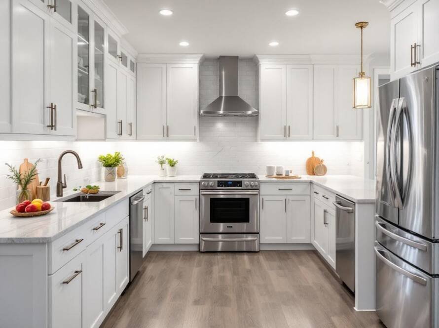 Modern and contemporary designed renovated kitchen in Boston.