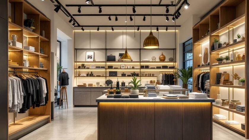 Contemporary and modern redesign of a Boston shop space, enhancing its appeal and impact.