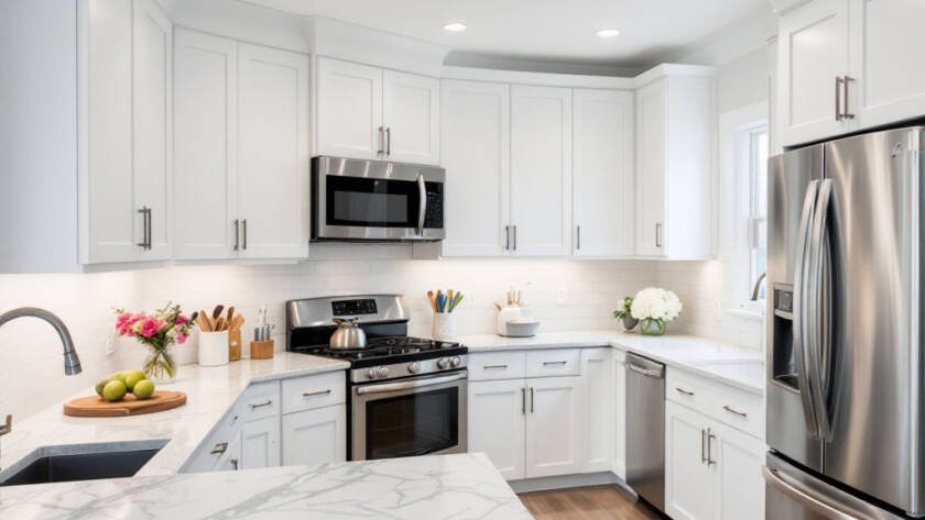 A renewed Boston kitchen with a modern, contemporary design.