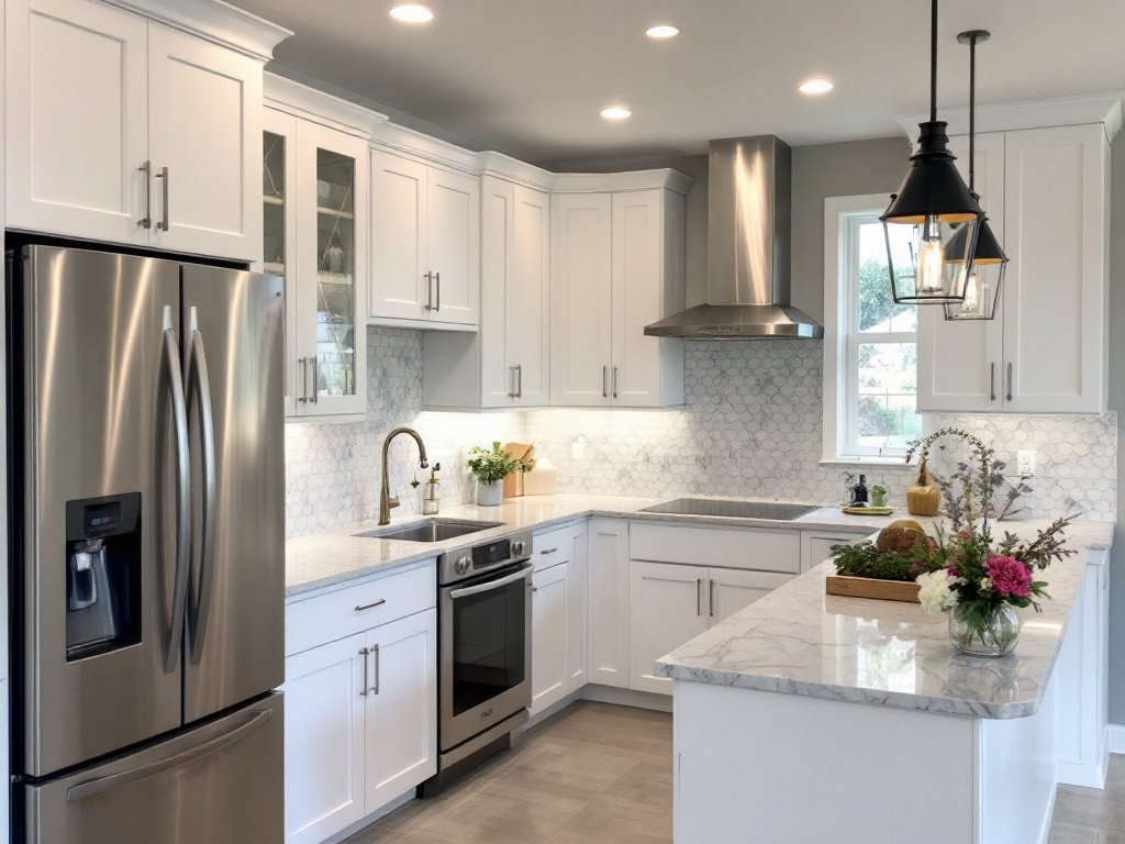Boston Kitchen Makeover: Turning Dream into Reality  Elegant renovated Boston kitchen with a balance of functionality and aesthetics