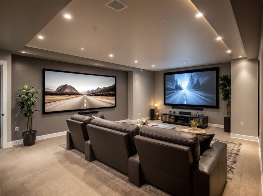 Renovated basement in Boston, showcasing modern and contemporary design elements for maximizing potential.