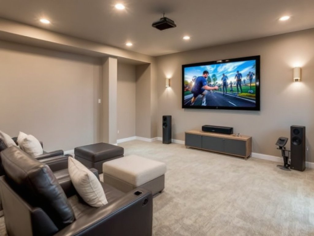 Transformation Unveiled: A Boston Basement Redefined Photo showing a newly renovated basement in Boston