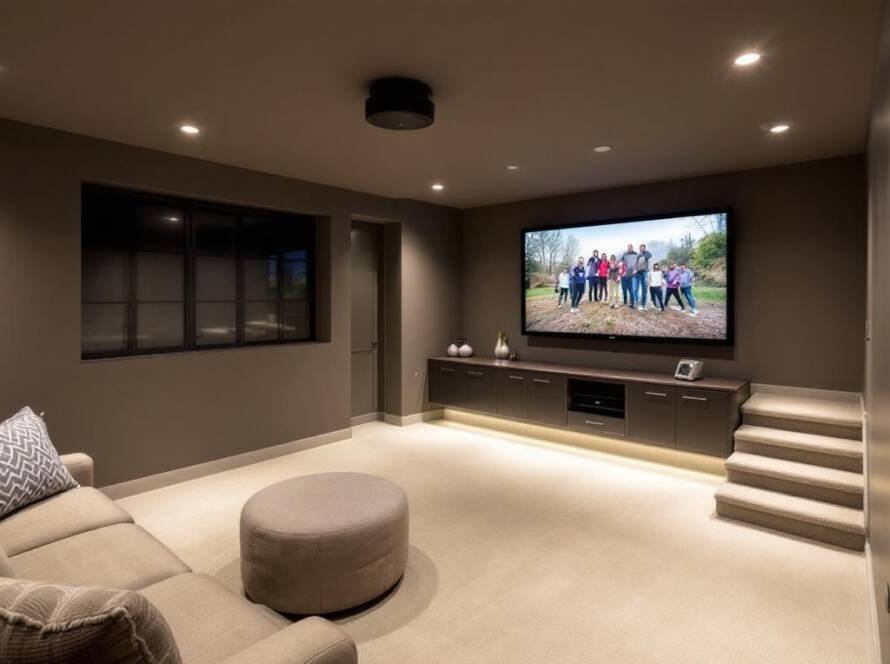 Modern and contemporary designed renovated basement in Boston, infusing novel colors in your family history.