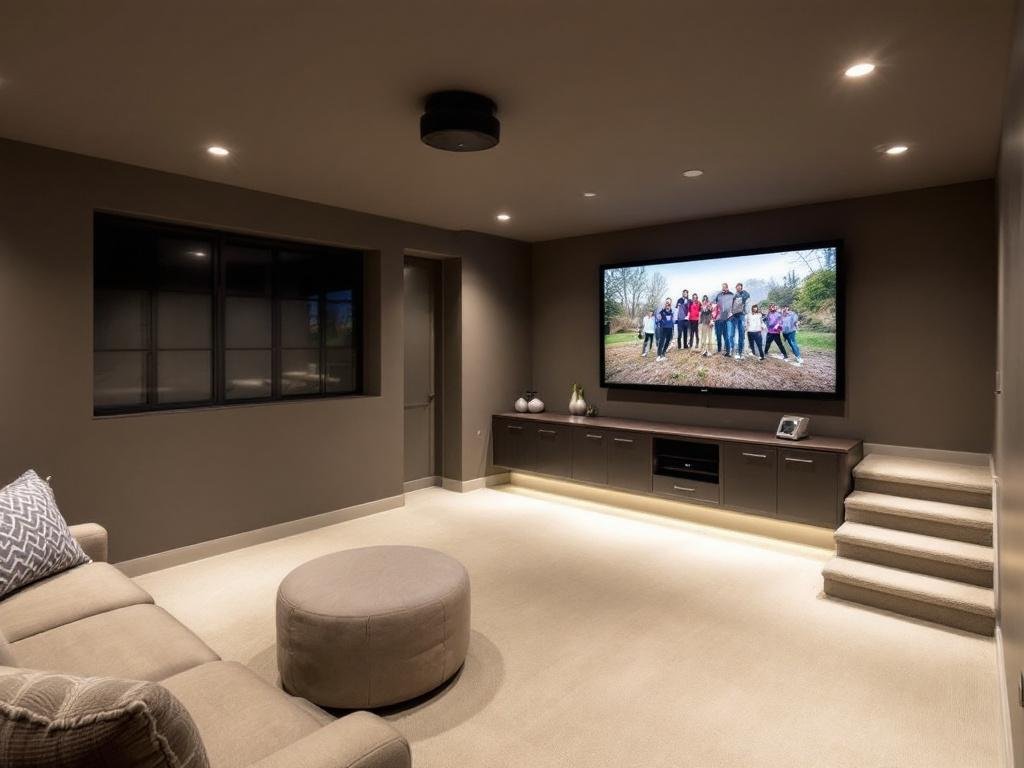 Modern and contemporary designed renovated basement in Boston, infusing novel colors in your family history.