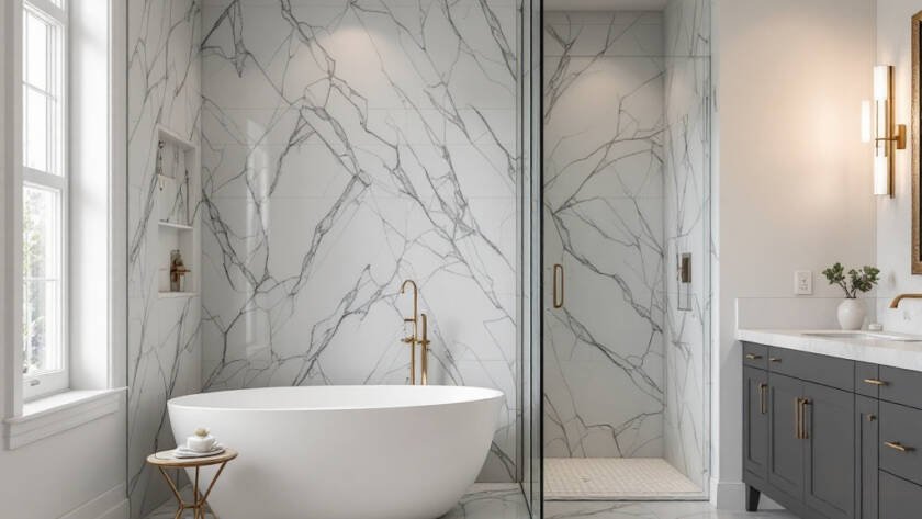 Image showcasing a freshly renovated, contemporary and modern styled bathroom in Boston.