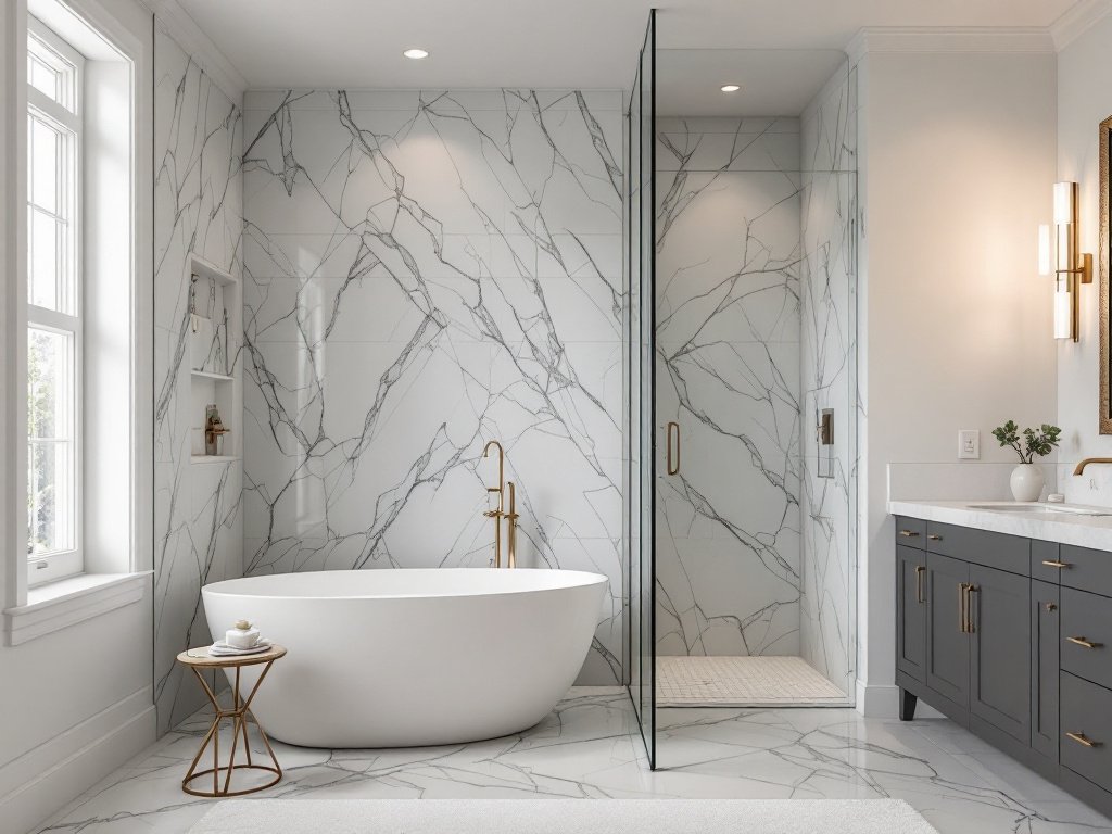 Image showcasing a freshly renovated, contemporary and modern styled bathroom in Boston.