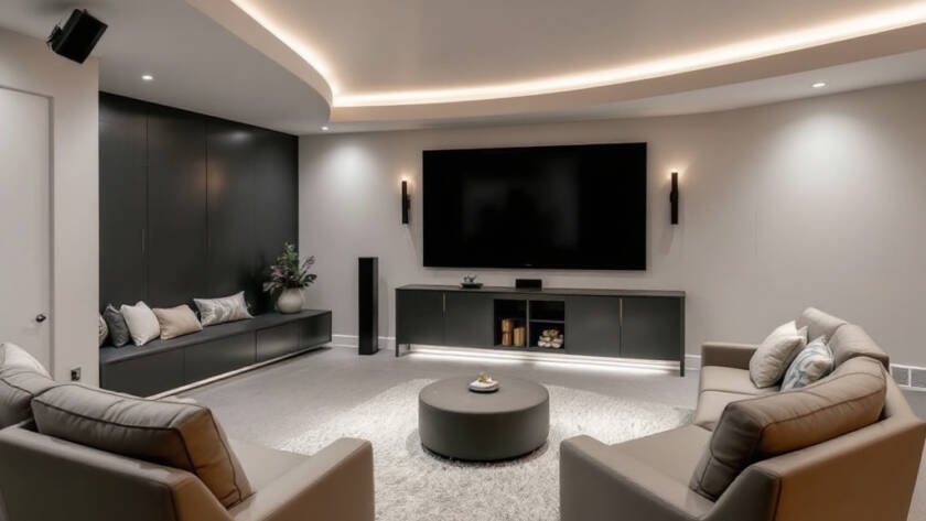A newly renovated modern and contemporary basement in Boston thanks to a well-known one-stop construction solution.