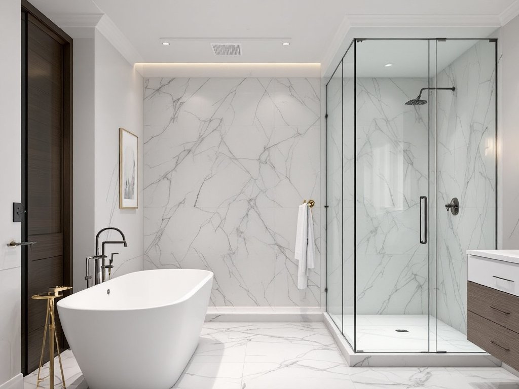 Bathroom renovation in progress with a modern design to create a comforting space.