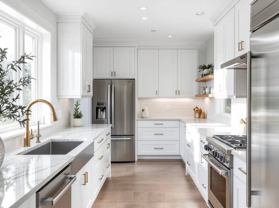 A sleek, modern, newly renovated kitchen designed by Bosite.
