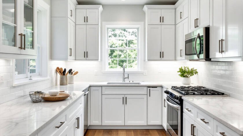 A freshly renovated Boston kitchen with a modern and contemporary design.