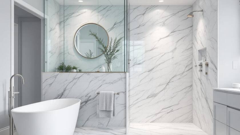 Newly renovated modern contemporary Boston bathroom in an ideal home.