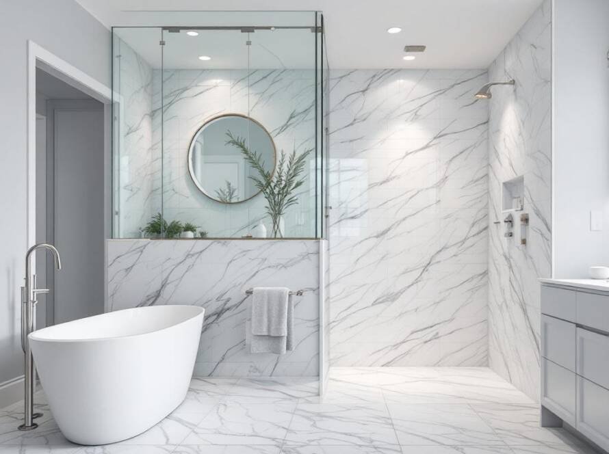 Newly renovated modern contemporary Boston bathroom in an ideal home.