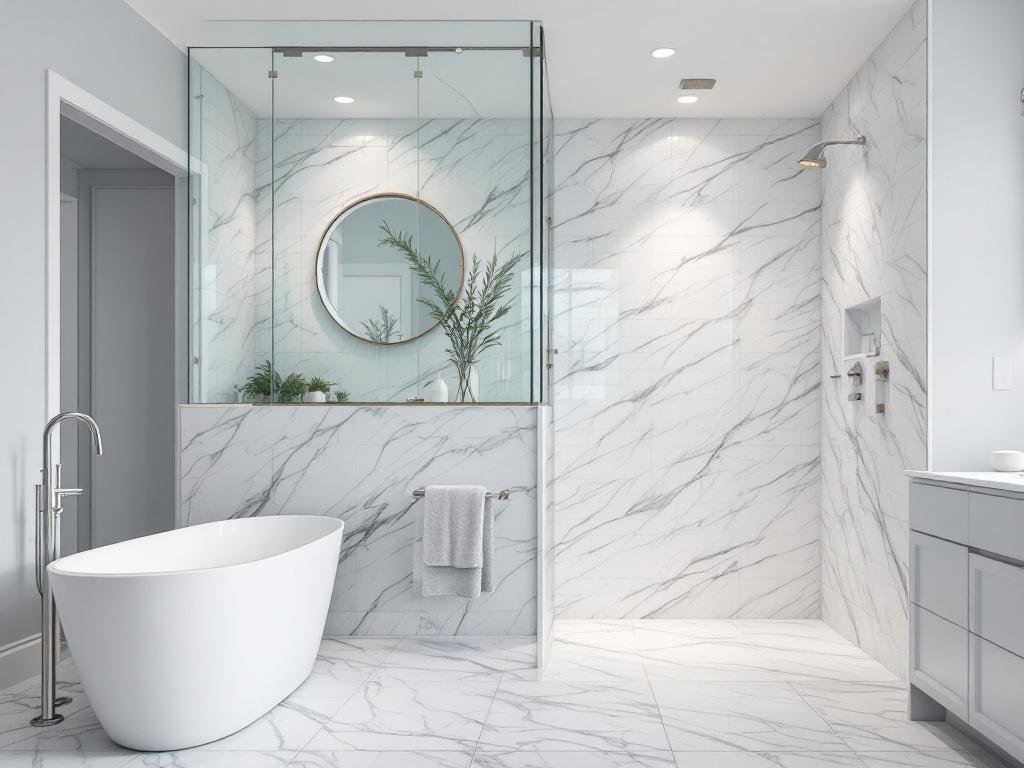 Newly renovated modern contemporary Boston bathroom in an ideal home.